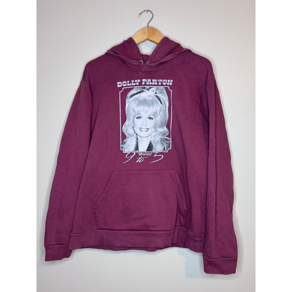 Dolly‎ Parton 9 to 5 Hoodie Burgundy Graphic Pullover Size L